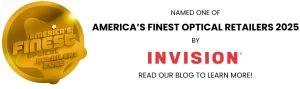 Gold award badge recognizing America’s Finest Optical Retailers 2025, presented by Invision - mcculley optix gallery