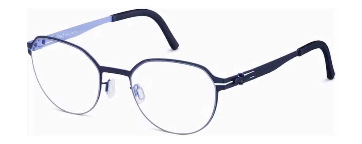 Round navy blue eyeglasses featuring a clean, minimalist frame and modern styling – mcculley optix gallery