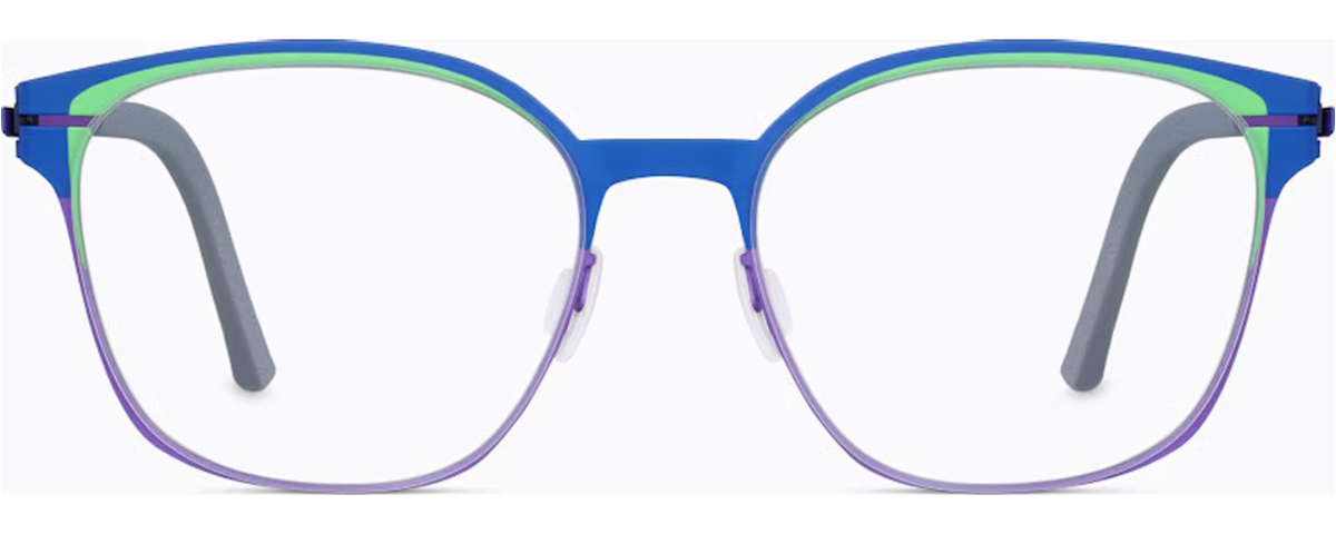 Stylish blue and green prescription eyeglasses on display – mcculley optix gallery